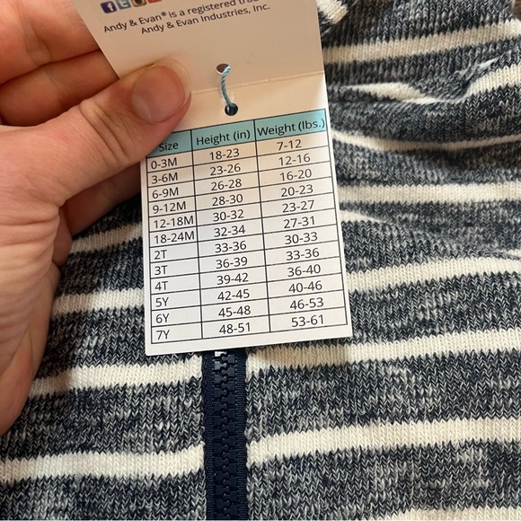 Andy & Evan Blue White Striped Kids zip up Hoodie and shorts size 7 NWT boy set - Picture 3 of 6